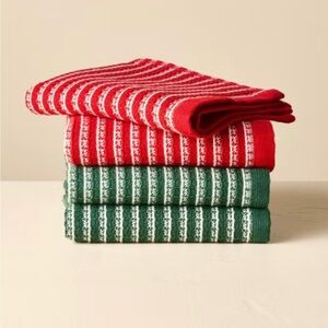 Set of 4 Dish Cloths Red/Green - Hearth & Hand™ with Magnolia